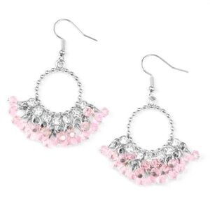 Pink crystal rhinestone chandelier earrings